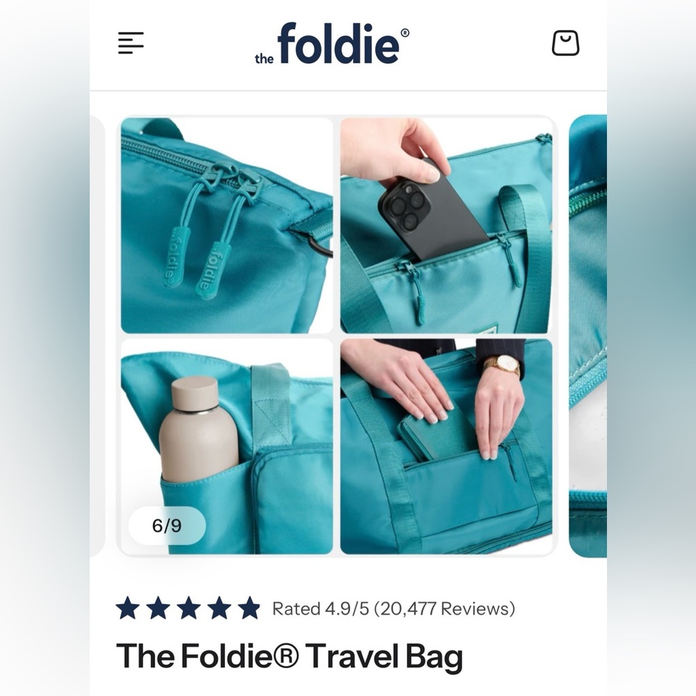 New never used Foldie travel bag teal - Picture 9 of 14